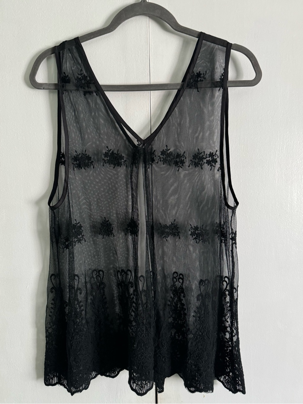 Sheer Black Lace Tank Cover-Up - Women's Intimates